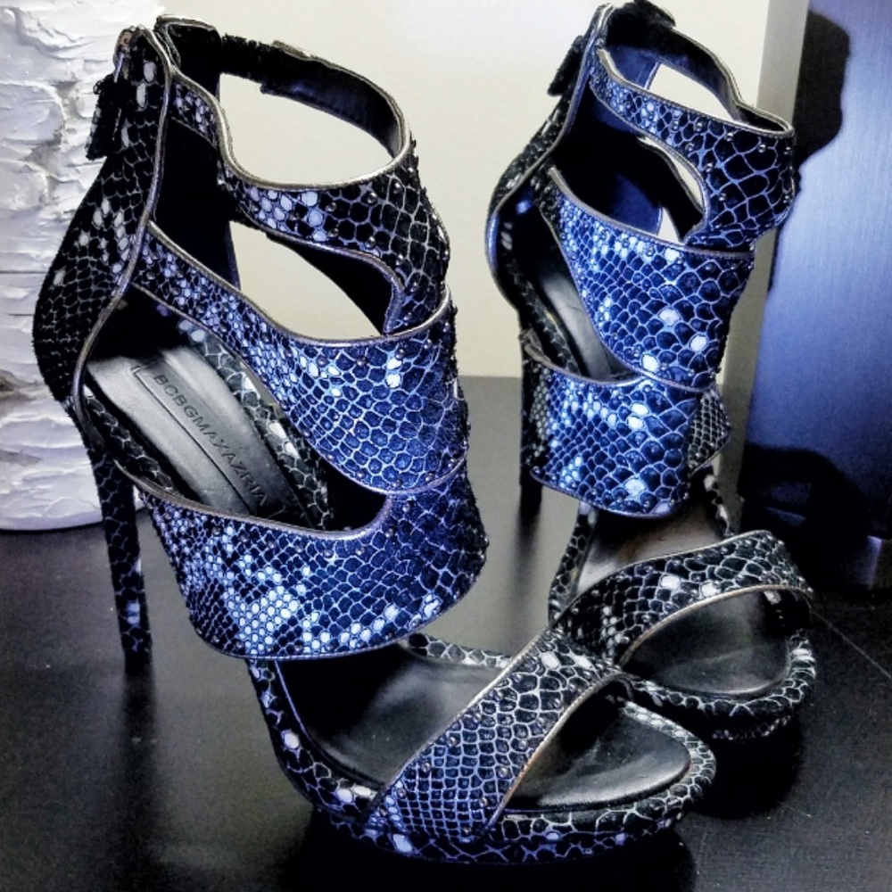 BCBG Blue Snake Print 'Freeda' Cutout Sandals